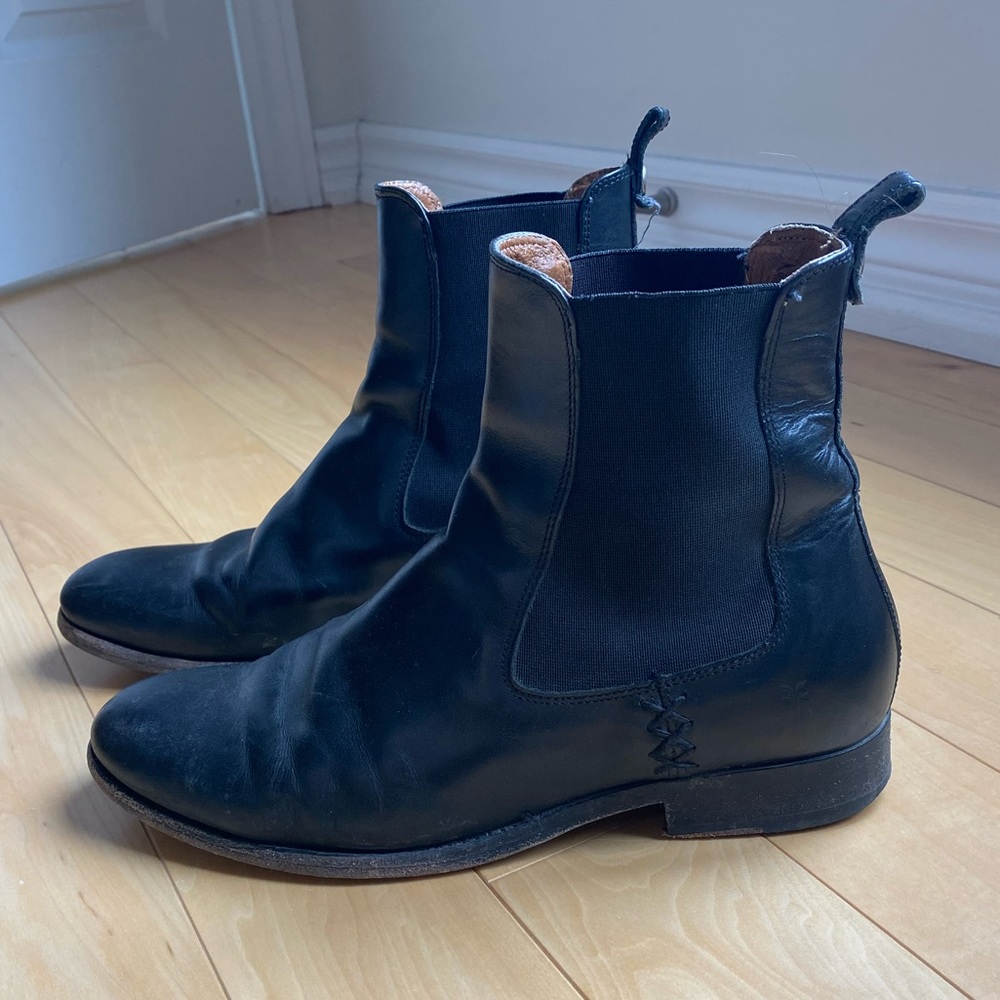 Frye Melissa black leather Chelsea boot.